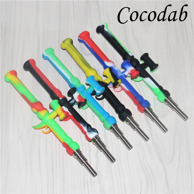 

New design Hookahs RPG Silicone Nectar Collector kits with 10mm Titanium Tip Multi color nectar collectors dab straw oil rigs glass bong pipe