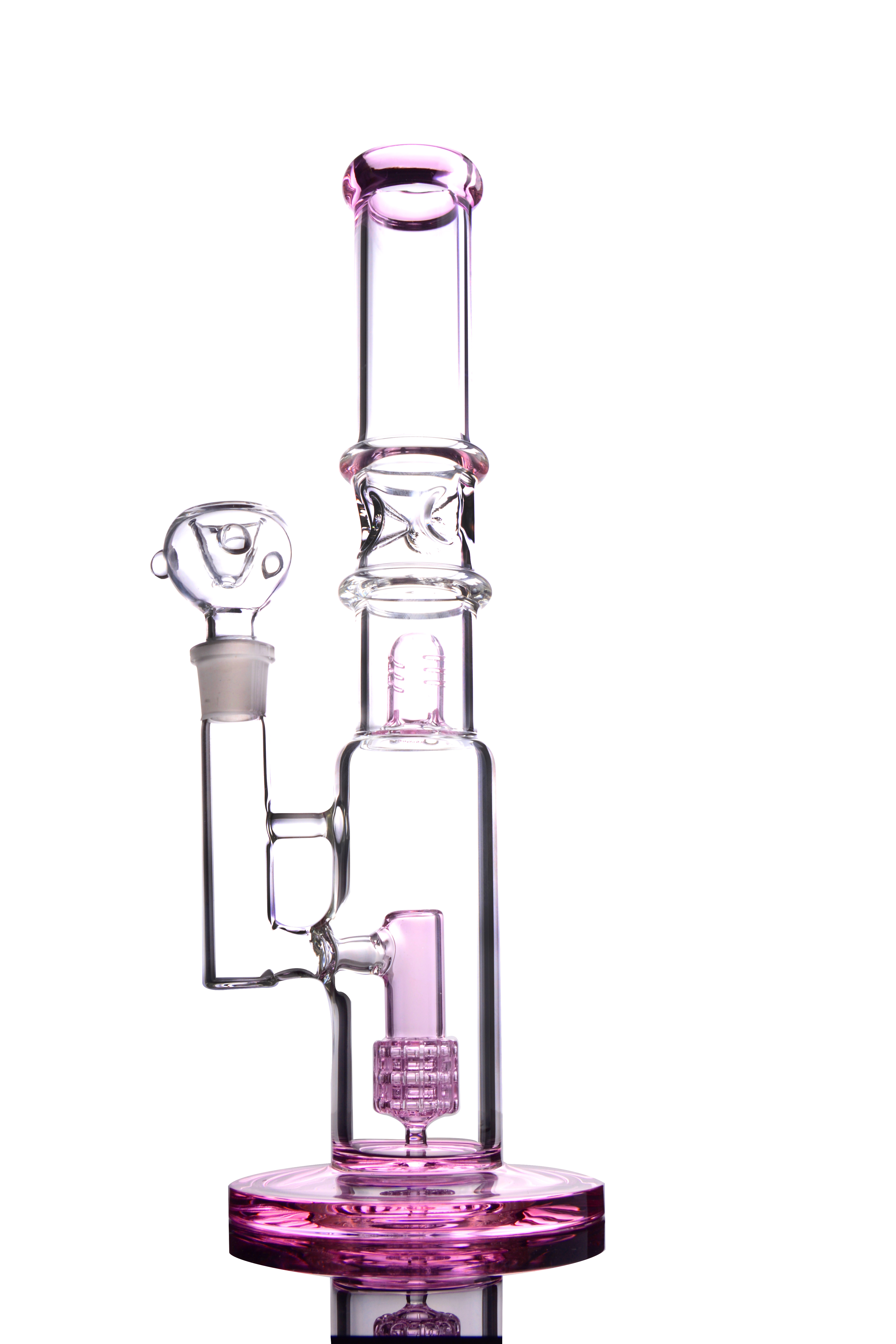 

32CM Height Pink Thick Base Glass Bong Birdcage Inline Dab Rig with 18MM Joint 600G Glass Bong Free Shipping