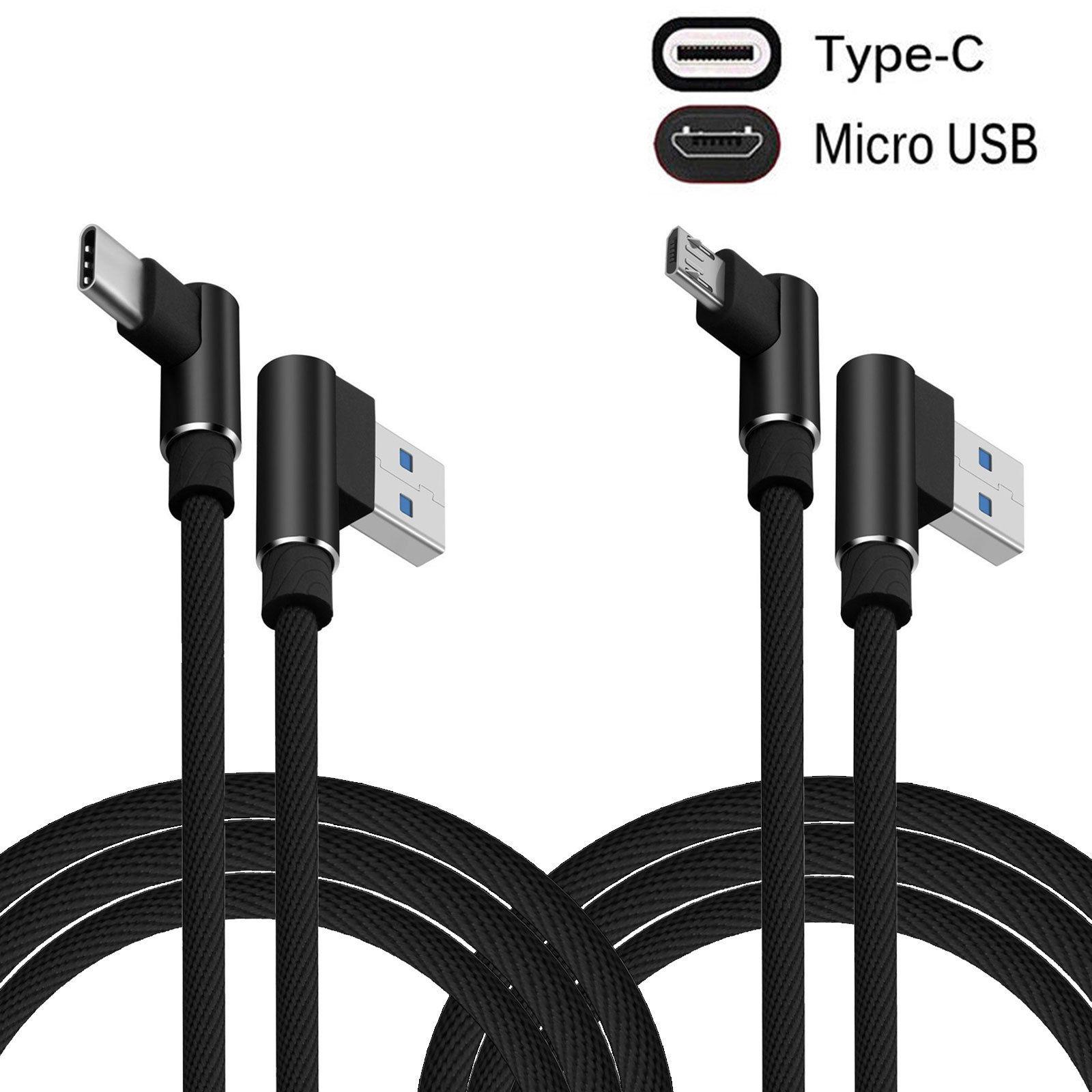 

1 Piece Braided 90 Degree Right Angle Type C/Micro USB Fast Data Sync Charger Cable