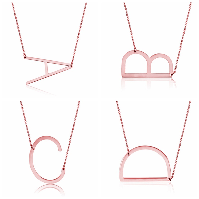 

Letter Pendant Alphabet Intitial Rose Gold Stainless Steel Necklaces Choker Character Necklace Women Fashion Jewelry Wholesale