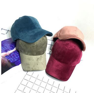 

Hot Sale All Match Velvet Solid Caps Korean Style Unisex Fashion Baseball Caps Lovers Autumn Winter Caps Sun Hats Free Shipping, Black