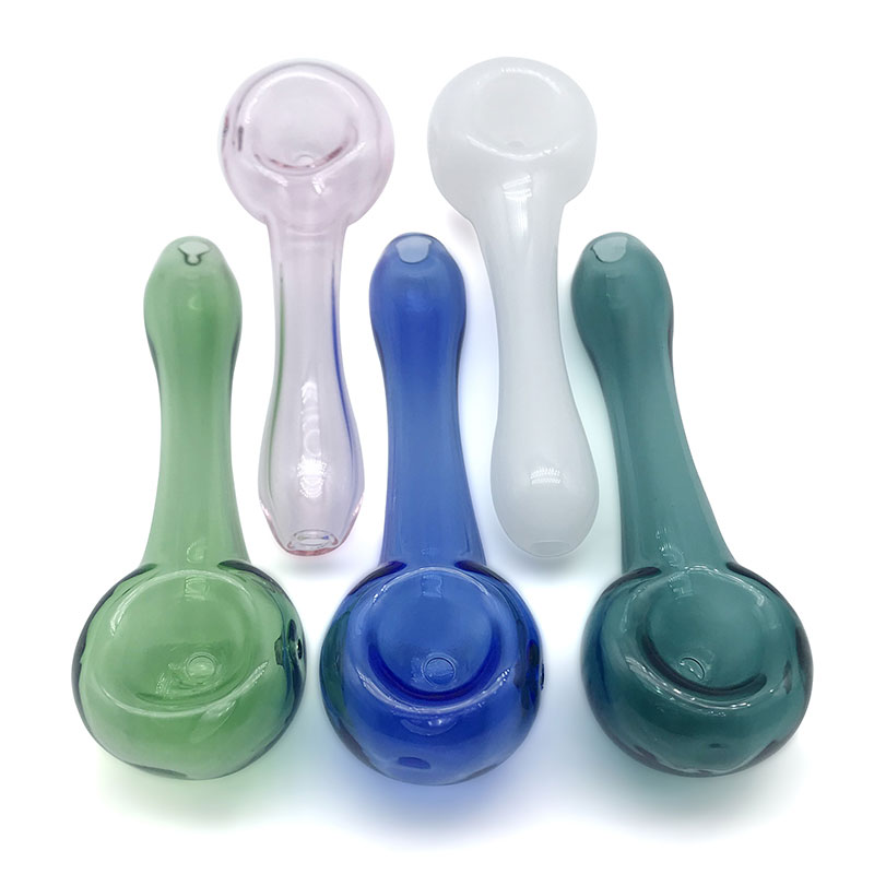 

4 Inches Glass Spoon Water Pipes 5 Colors Heady Glass Pipes Hand Spoon Glass Bubbler Pipes Smoking Bowls Pipe For Tobacco Dry Herb