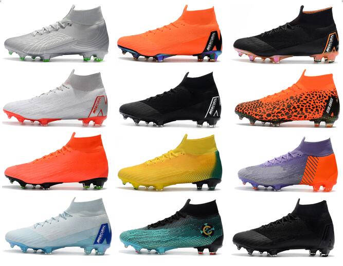 

Free Shipping New Mens Soccer Cleats Mercurial Superfly VI 360 Elite FG ACC Soccer Shoes 2018 World Cup Football Boots