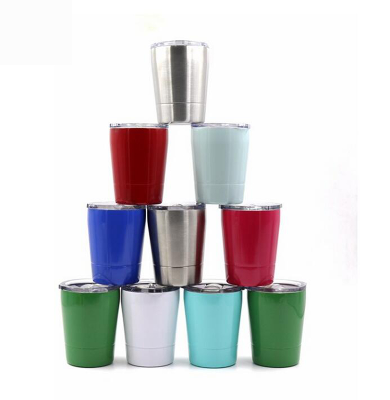 

8.5oz Stainless Steel Tumbler Wine Glass Travel Vehicle Beer Mug non-Vacuum mugs