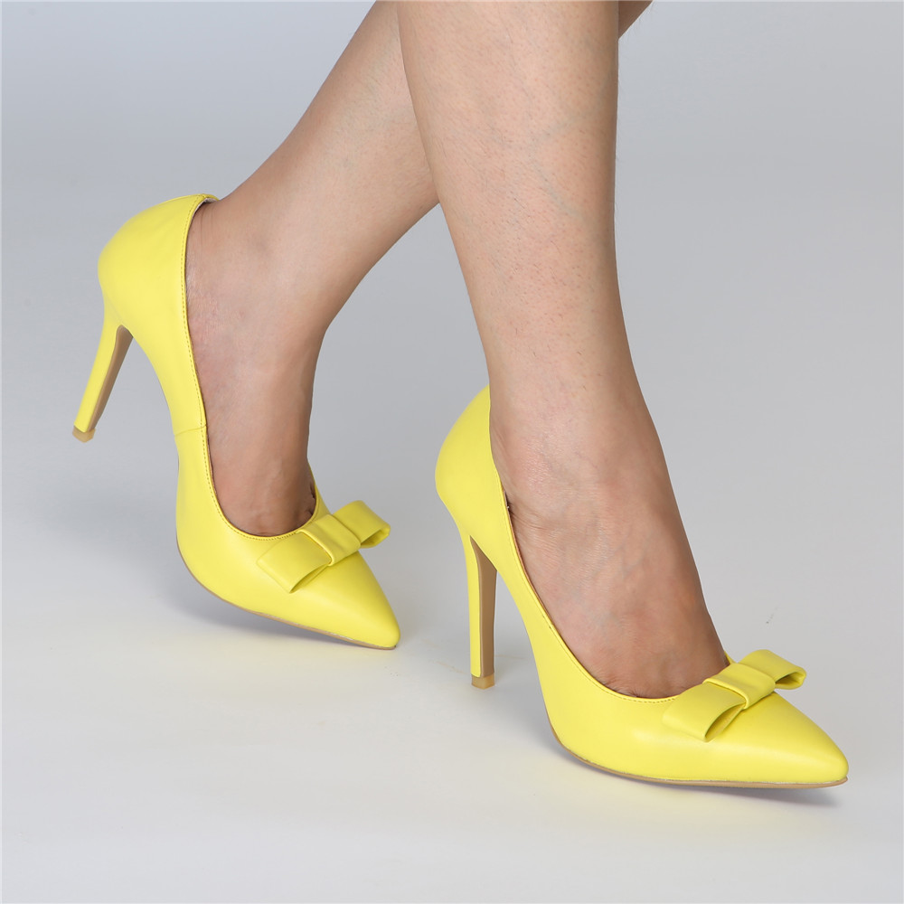 

Legzen Wholesale New Fashion Women Pumps High Heels Pointed Toe Stiletto Heel Shoes Woman Yellow Party Shoes Plus US Size 4-15, Black