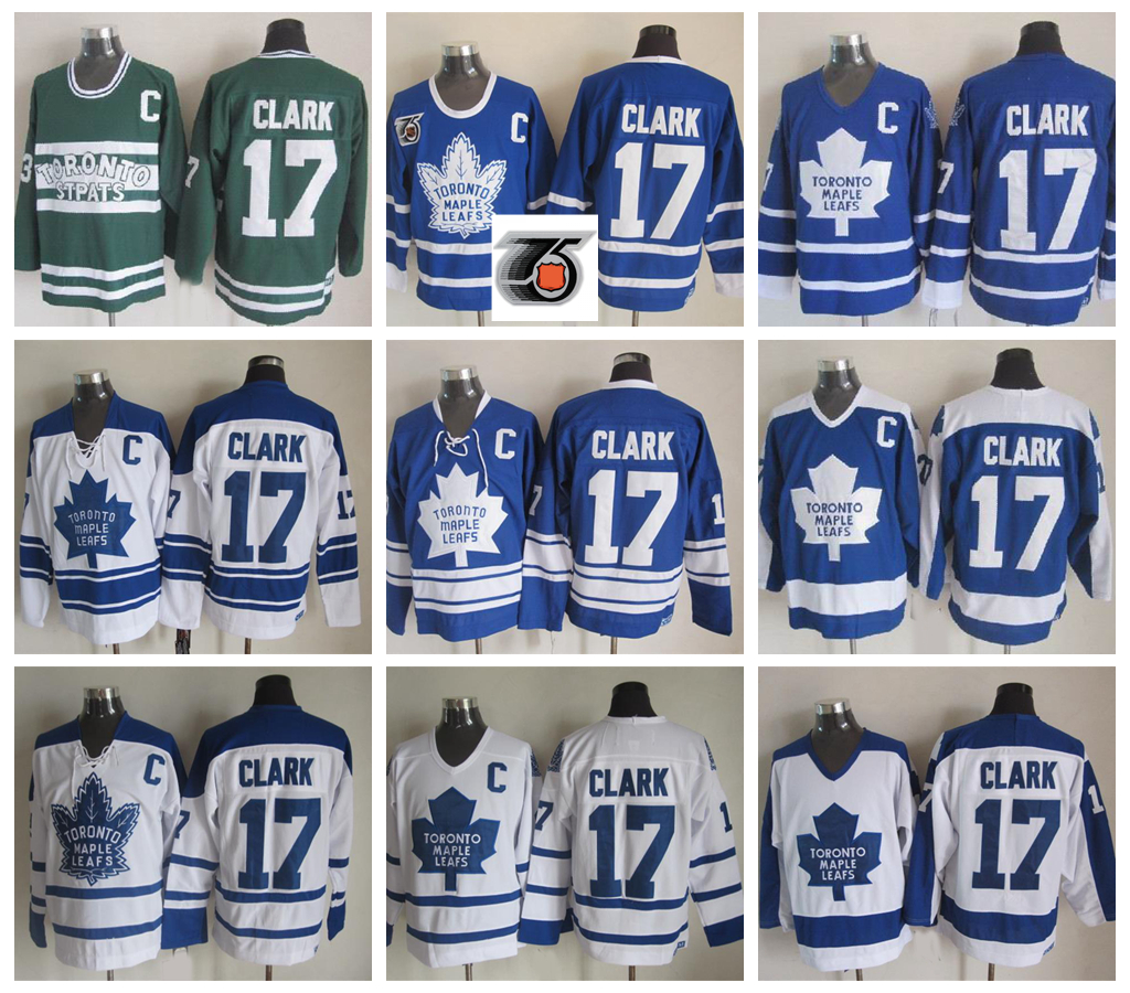 

Mens Toronto Maple Leafs Vintage Wendel Clark Hockey Jerseys Cheap #17 Wendel Clark Stitched Shirts 75th Anniversary C Patch M, White v