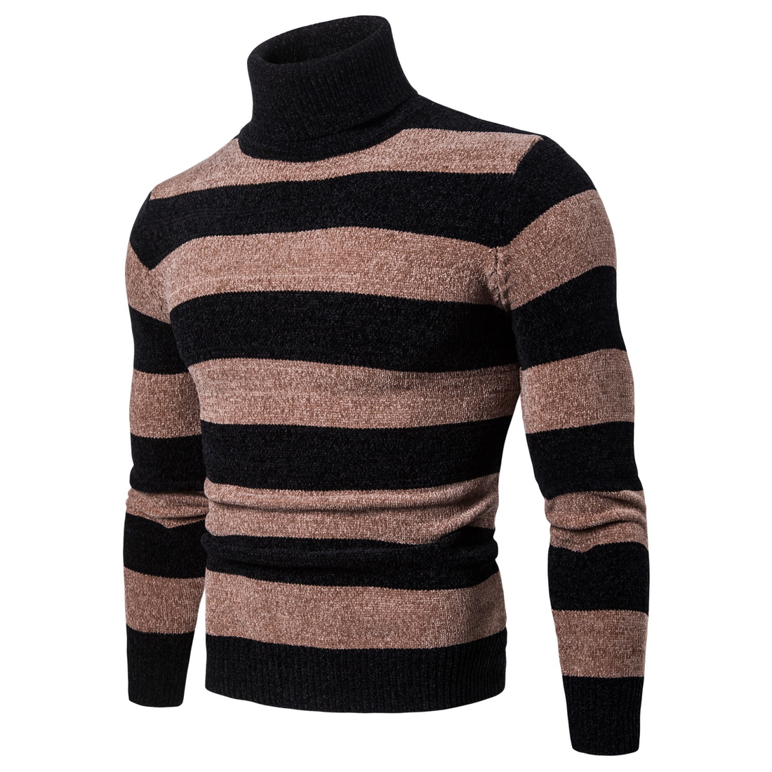 pullover sweater men striped sweater with long sleeve high neck high quality cashmere blend knitted winter mens tops for sales