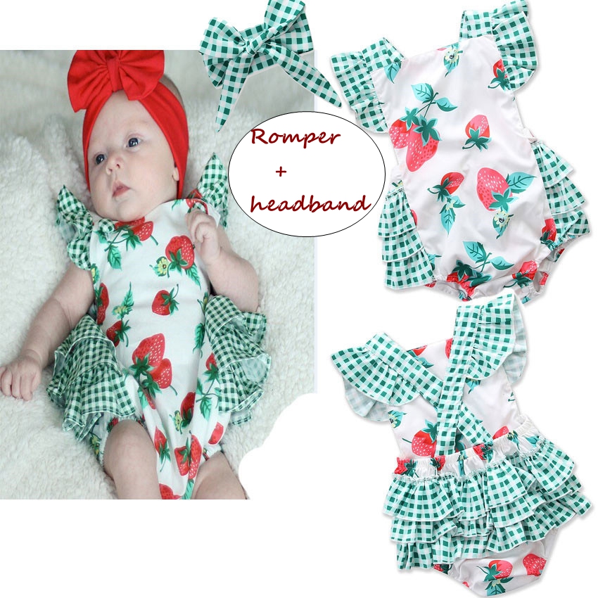 strawberry romper for baby girl