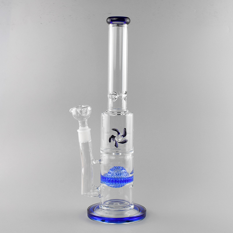 

New bong! recycler glass water bongs with one Rotating wind wheel honrycomb and "star filter"15 inches tall 18mm female joint
