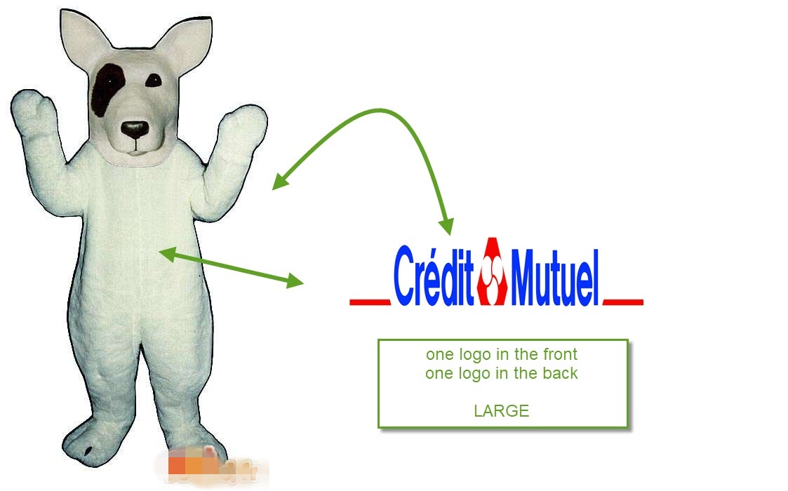 

Custom dog mascot costume Adult Size add LOGO free shipping, White