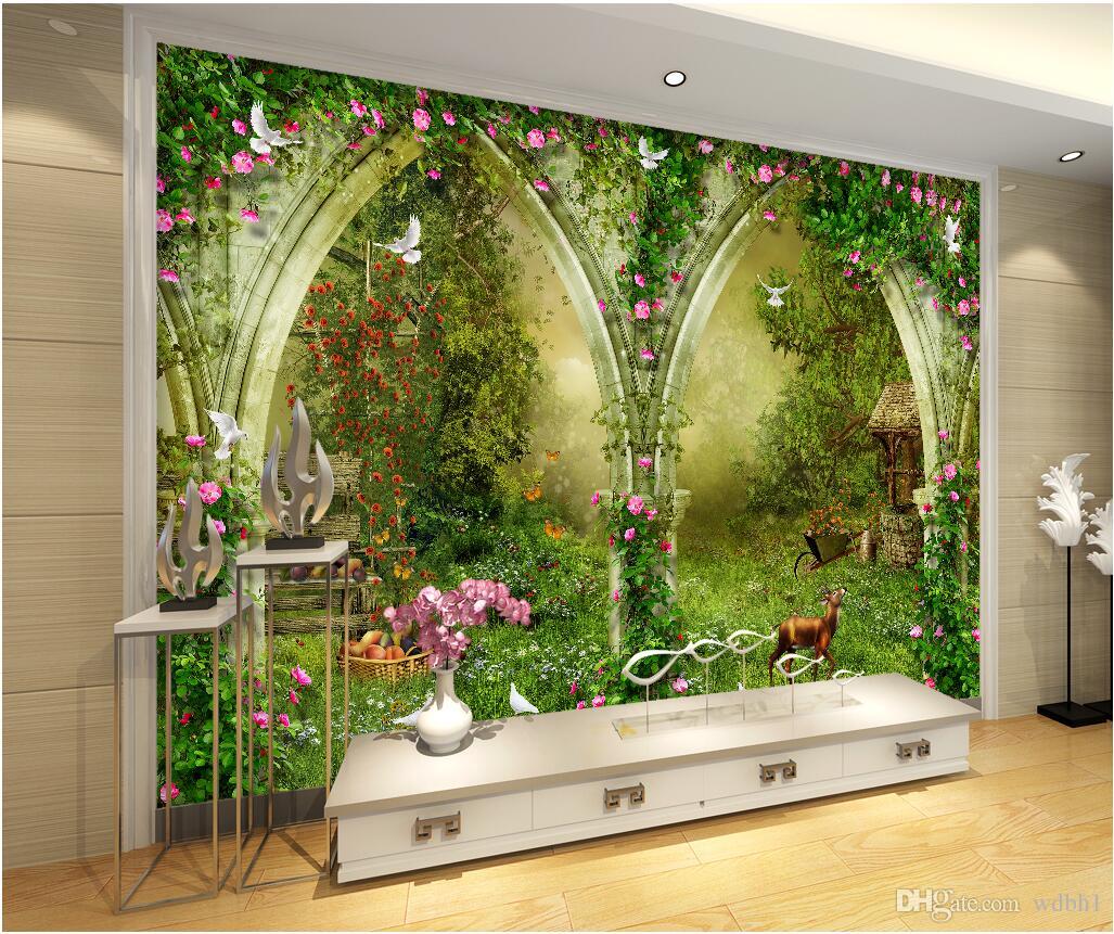 

3d wallpaper custom photo Dream Garden Archway Country Road 3D TV Sofa Background Wall Home decor 3d wall murals wallpaper for walls 3 d, Picture shows