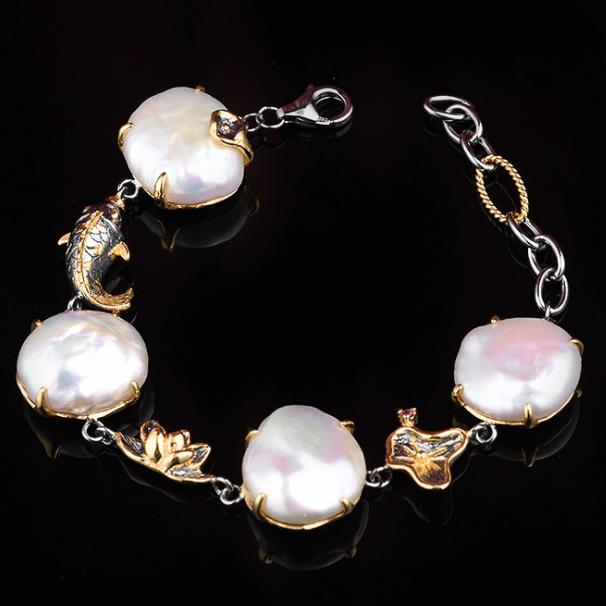 

2018 new creative bracelet natural pearl high-end custom jewelry 925 sterling silver women jewelry size 18cm
