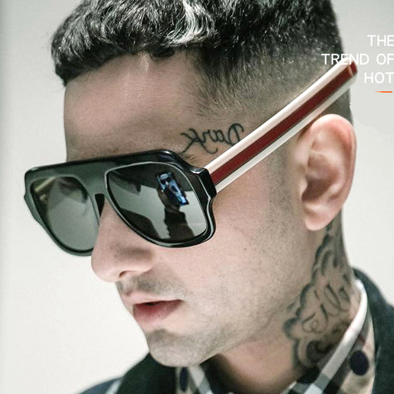 

Oversized Sunglasses Women Brand Designer Retro Big Frame Red Green Sun Glasses 2018 New Flat Top Shades Clear Yellow Eyewear