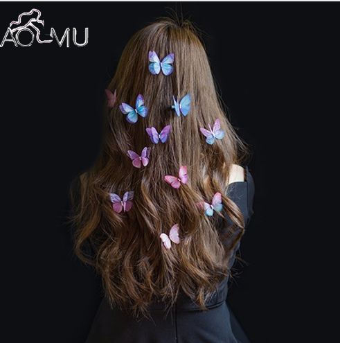 

AOMU 2017 New Hair Pins Fashion 1pc 3D Yarn Butterfly Crystal Hair Clips for Women Bridal Wedding Party Hair Accessories pinza