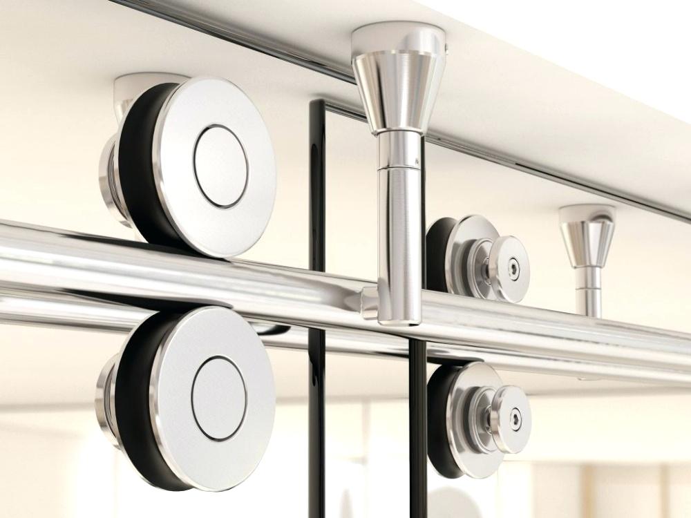 

Ceiling Mount Sliding Glass Partition Door Twin Sliding Door Hardware Kit Stainless Steel Bracket Sliding GLass Door Hardware