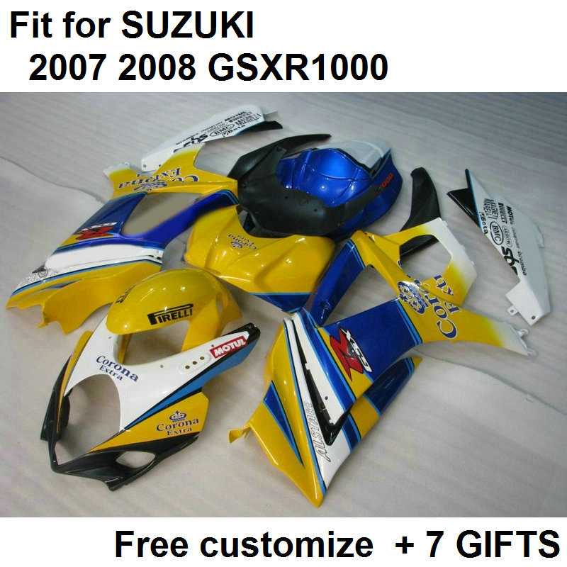 

Hot sale fairing kit for Suzuki GSXR1000 07 08 yellow blue fairings set GSXR1000 2007 2008 GV45, Same as picture