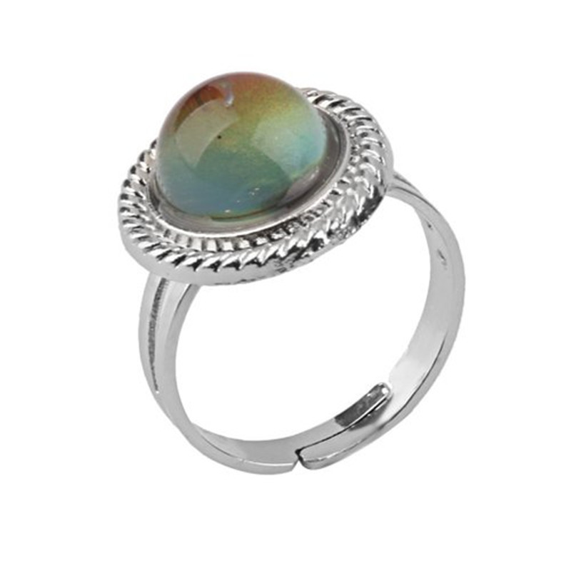 

Temperature change color rings Adjustable opening drop agate rings creative personality color gem for men and women couple rings jewelry