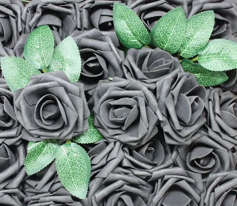 2020 Artificial Flowers Black Roses Real Looking Fake Roses W/Stem For DIY Wedding Bouquets