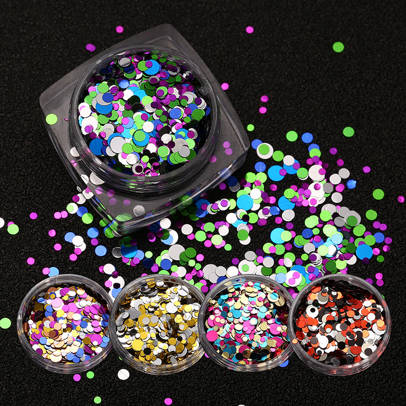 

Hot Popular Nail Art Nail Patch Metal Mix Colorful Round Sequins Nail Glitter Stickers Makeup Beauty Gifts, Multicolor
