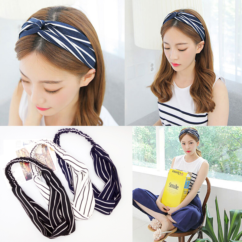 

2018 fashion beauty 3 stripe color women Headbands Elastic Headwear Hair Accessories Hairbands for Girls
