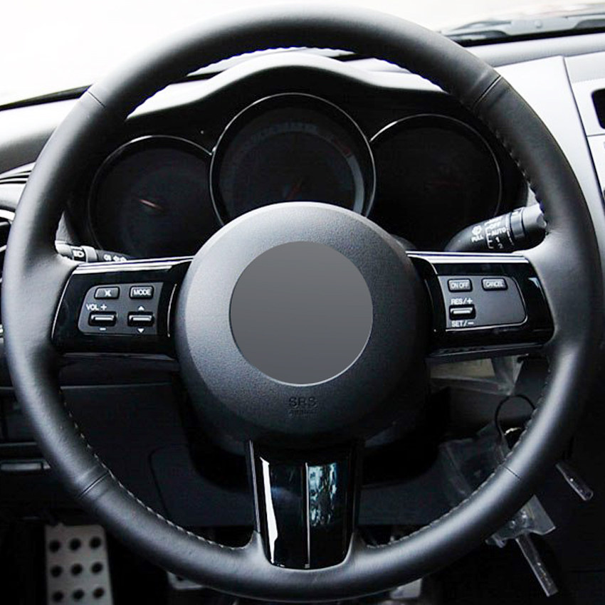 Black Genuine Leather Car Steering Wheel Cover for Mazda MX-5 2009-2013 RX-8 2009-2013 CX-7 CX7 2007-2009-image-430981189