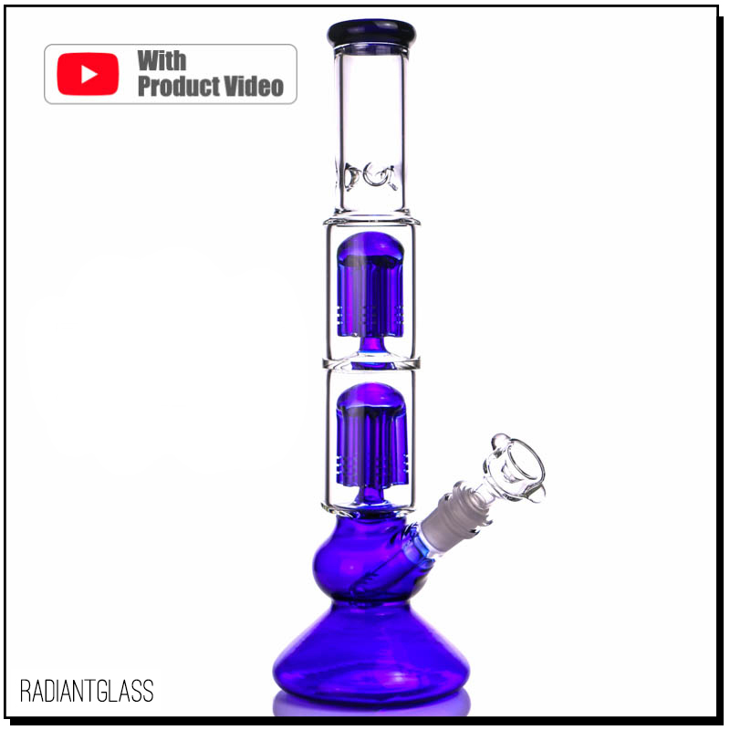 

Dab Rig Glass Bong hookahs Two-layer 6x arms perc bongs water pipes blue percolator with oil rigs