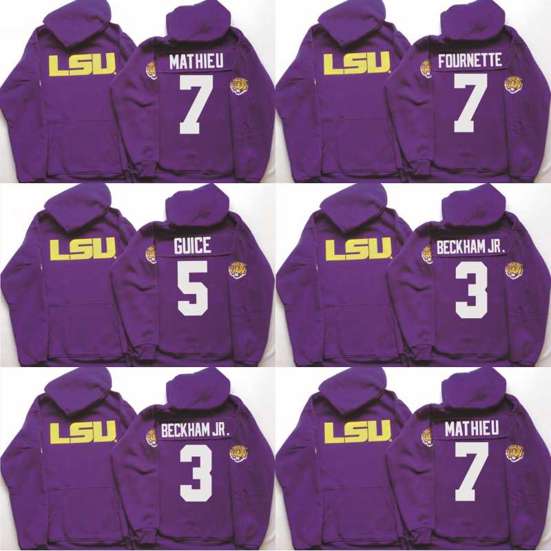 

Men LSU Tigers Coollege Jersey 5 Derrius Guice 7 Tryann Mathieu 3 Odell Beckham Jr. 7 Leonard Fournette Jerseys Hoodies Sweatshirts, 7 purple