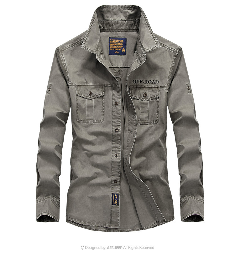 

Men Shirts Cotton Long Sleeve Camiseta Masculina Denim Shirt Men Army Military Casual Clothing Plus Size S-4XL Breasted Stand Collar