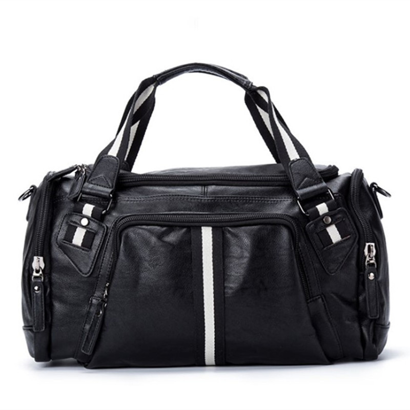 PU Leather Men Travel Shoulder Bags Overnight Duffel Weekend outdoor Handbag Luggage Large Tote Bags Leisure Business Laptop Crossbody-image-419509900