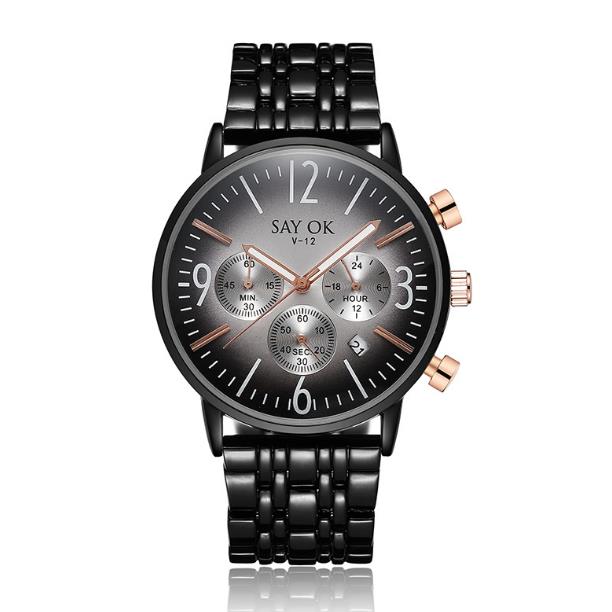 

New fashion multi-functional sport watch quartz men's watch mineral surface trend simple waterproof watch hot sell, Black
