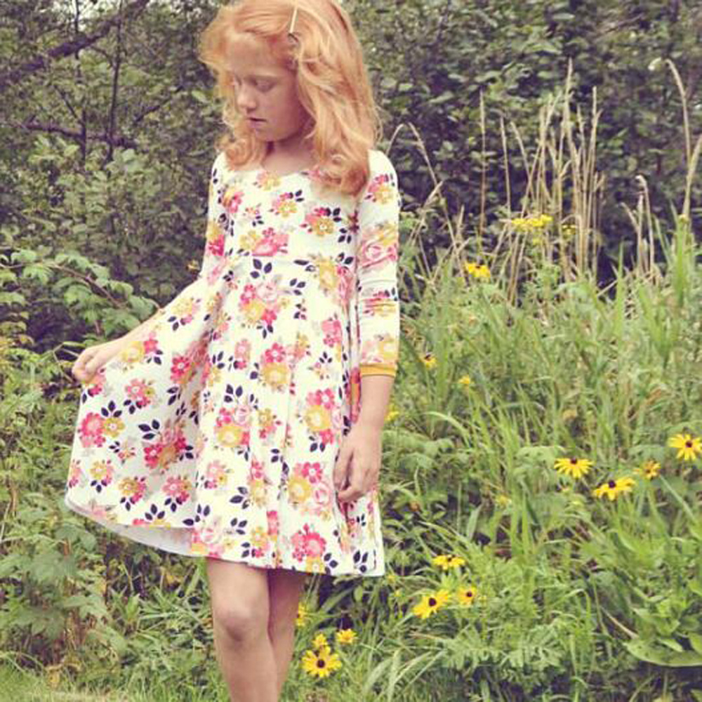 

2018 New Baby Girls Dress Fashion Floral Princess dress Children Flowers print Dresses Kids Boutique Clothing Free Shipping, As photo