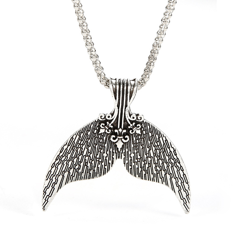 

Bohemian Mermaid Tail Pendant Necklace Antique Silver Color Collar for Women Boho Jewelry Whale Mermaid Tail Charm Chokers Necklaces