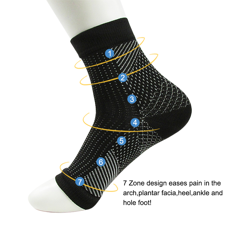 

Comfort Foot Anti Fatigue Compression socks Sleeve Elastic Men's Sock Women Relieve Swell Ankle sokken, Black