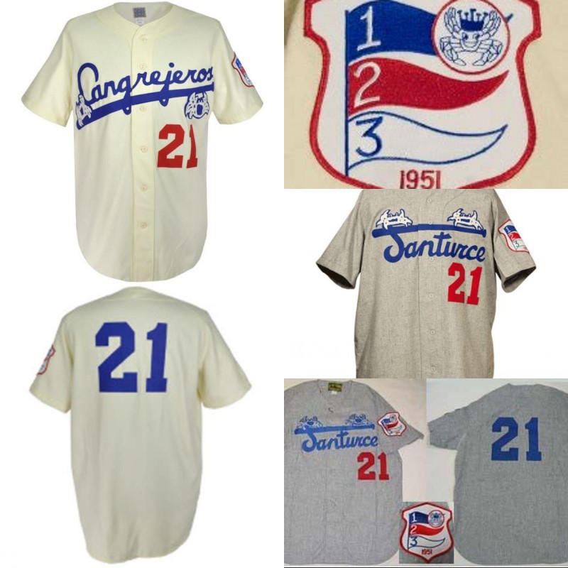 

Santurce Cangrejeros 1954 Home Jersey 100% Stitched Embroidery Vintage Baseball Jerseys Custom Any Name Any Number Free Shipping, 21 grey