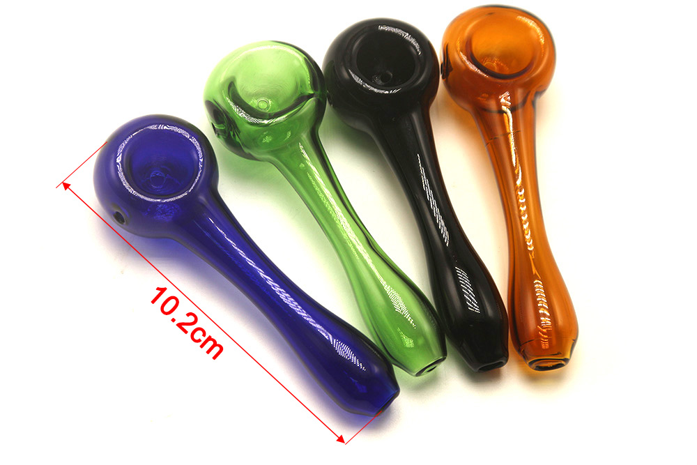 Glassvape168 Y072 Glass Pipe Colorful Spoon Smoking Tobacco Pipes Side Air Hole Fit Your Palm Slim Tube-image-411956855