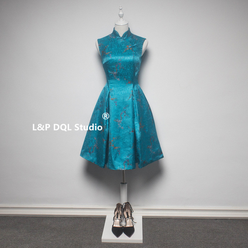 

Elegant High Collar Party Dresses Zipper Back Mother of the Bride Dresses Nice Quality Cocktail Dresses, Same as picture