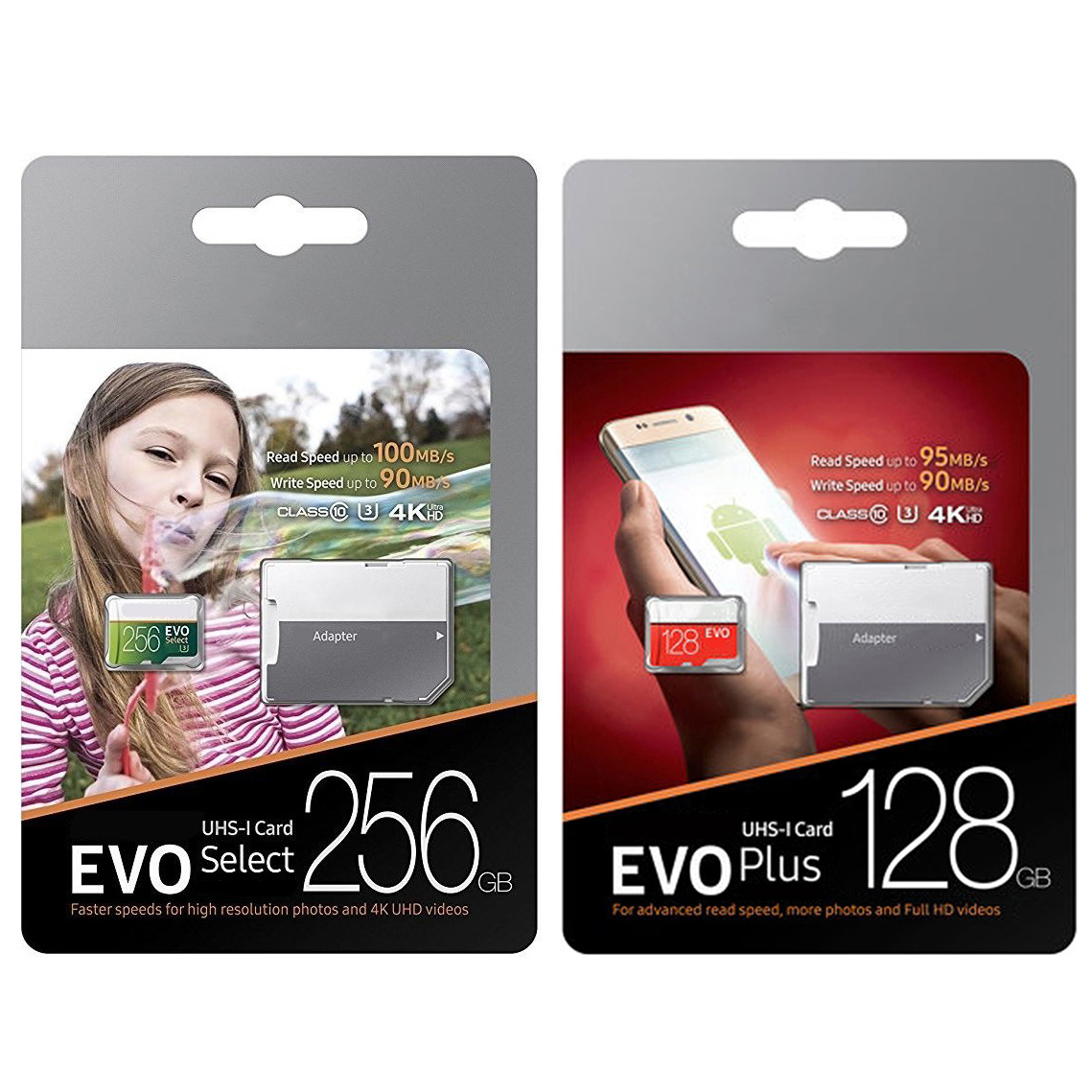 

EVO Select VS EVO Plus 256GB 128GB 64GB 32GB Memory TF Trans Flash Card U3 High Speed Class 10