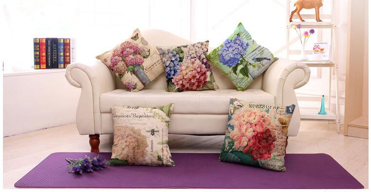 

Flower Print Cotton Flax Pillow Case Cover Car Sofa Pillow Sham Armchair For Living Room Bedroom Study Room Dining Room Hotel MYJ 029, As picture