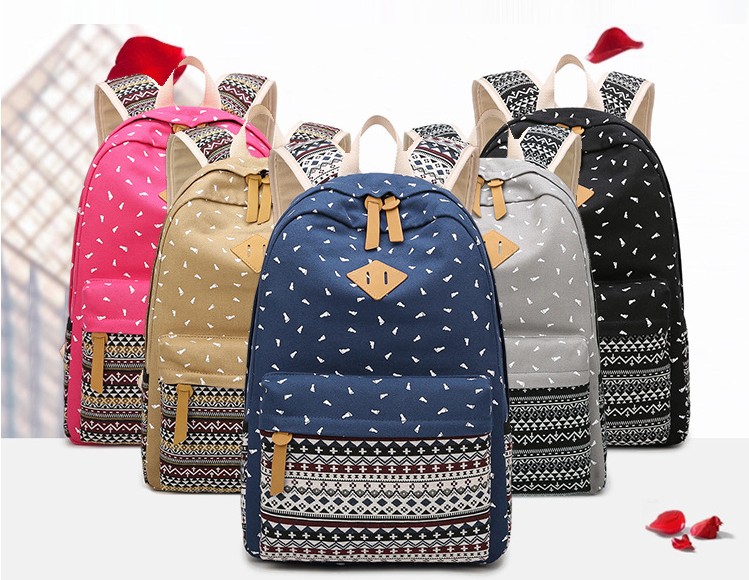 

Schoolbag Canva+Oxford fabric fabric Backpack The leisure fashion Striped backpack Outdoor travel bags High-capacity Knapsack A37, Khaki