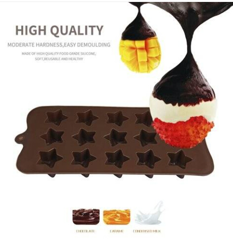

HOT Free shipping Wholesales 15 Slots Five-pointed Star DIY Silicone Cake Mold for Homemade Bake Chocolate
