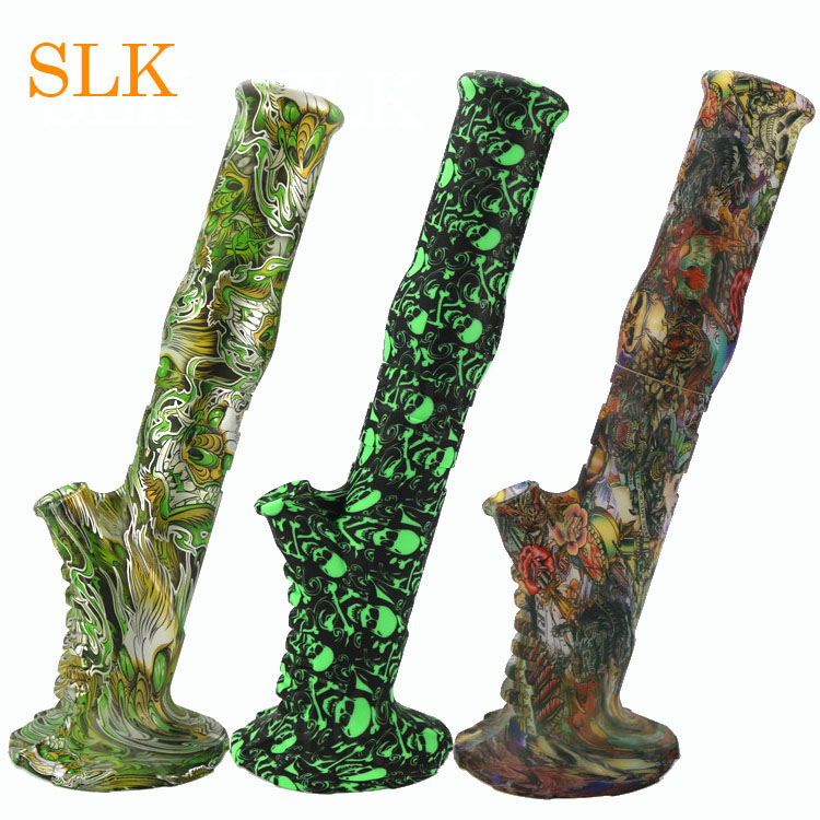 

Printing Silicone Water Pipe with Bowl Silicone Tobacco smoking Pipes for burn Dry Herb Unbreakable Percolator Bong Smoking oil rig 11 types