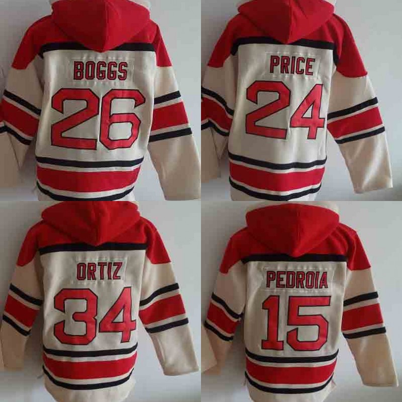 

Boston Hoodie 15 Dustin Pedroia 34 David Ortiz 24 Davie Price 26 wade boggs Baseball Hoodies Custom Cream Free Shipping, 15 cream