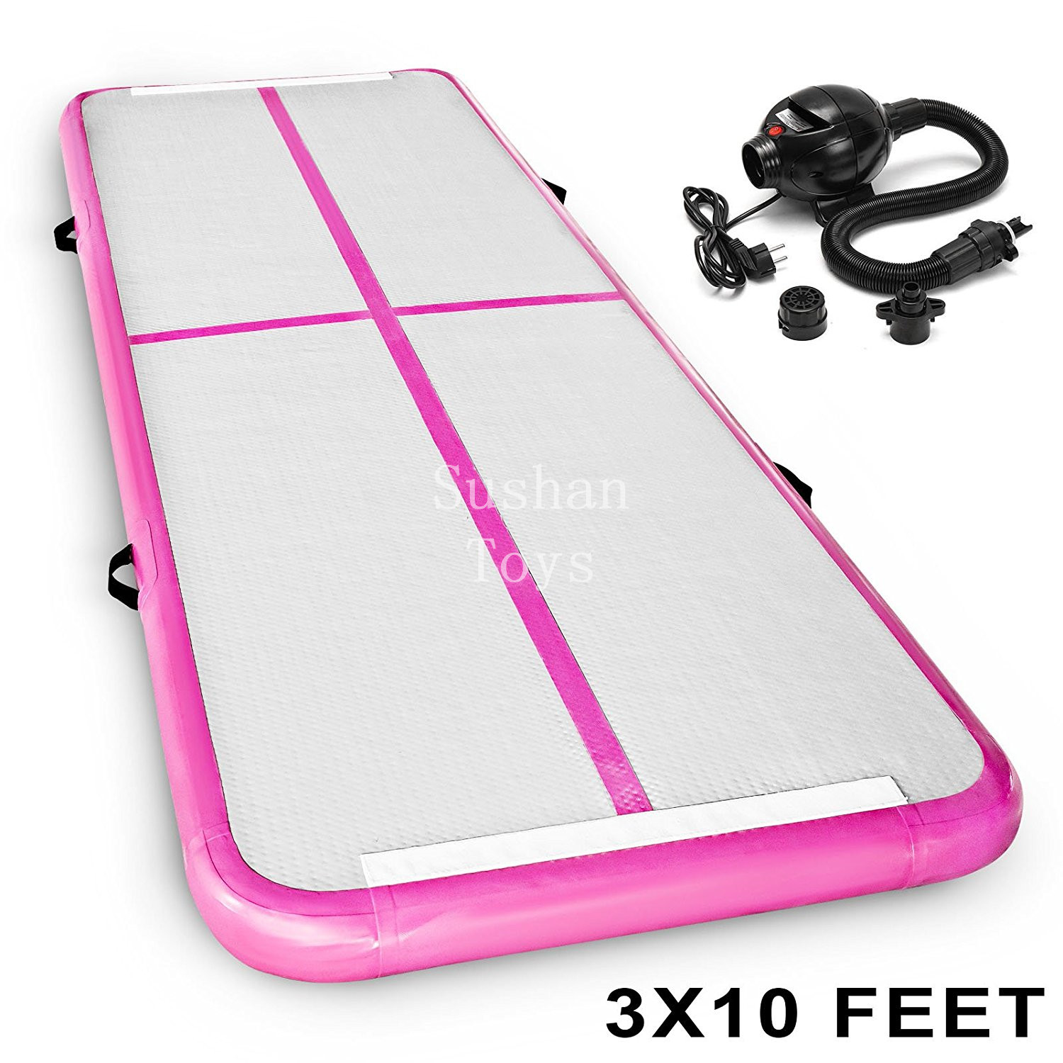 

3x1x0.1m air track tumbling mat with pump for home use, cheerleading, water, park and beach