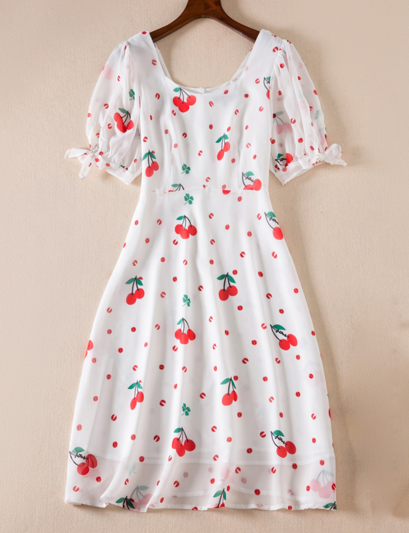 

Flower Print Girl Sheath Dress Short Sleeve Casual Dresses 05K843, White