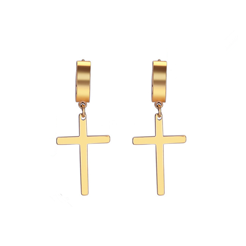 

whole saleCross earrings man woman fashion earring cross pendant ear piercing jewelry 1 pair
