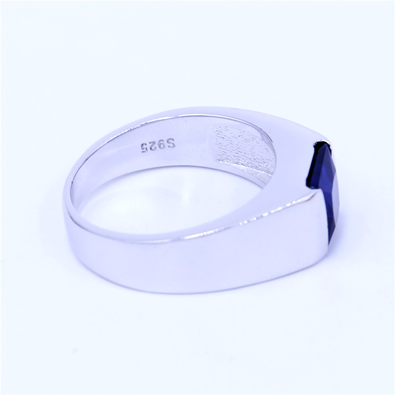 

2017 New Blue Birthstone Jewelry Wedding band rings for women 5A Zircon Cz 925 Sterling silver Female Anniversary Party Ring