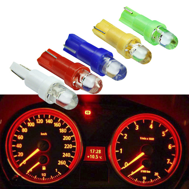 

100PCS T5 LED Car Interior Dashboard Gauge Instrument Car Auto Side Wedge Light Lamp Bulb DC 12V White Red Blue Yellow Green