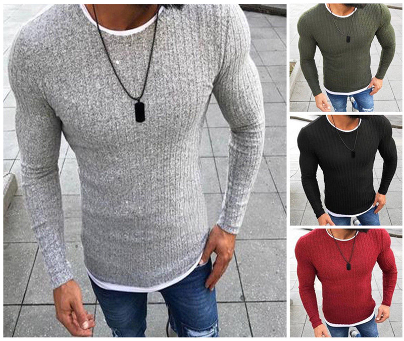 Men's Sweaters HIRIGIN Fashion Knitted Sweater Long Sleeve Stitching Autumn Casual Pullovers