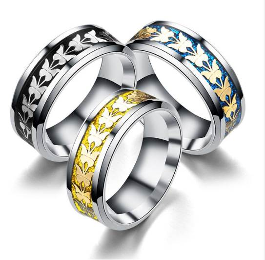 

Fashion Stainless Steel Women Men Bohemian Vintage Butterfly Totem Rings Jewelry Delicate