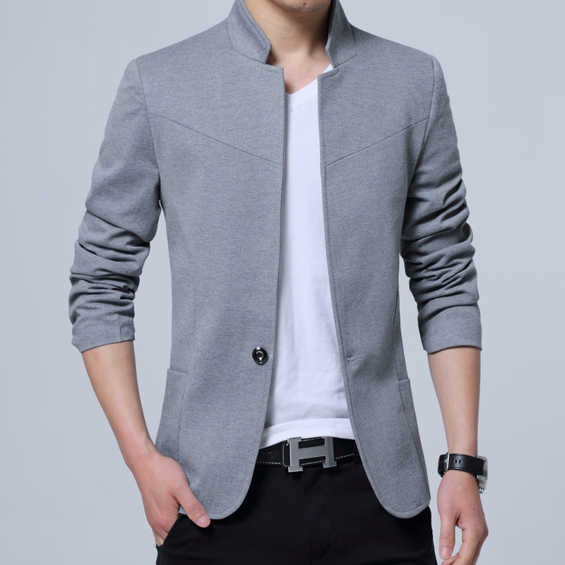 

Men Blazer Suits England Style Cotton 5XL Mandarin Collar Americana Hombre Silm Fit Casual Jacket Coat Homme Formal Clothes, Black